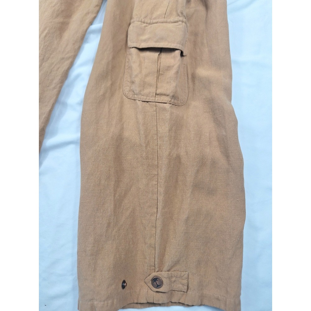 Tommy Bahama Silk Linen Cargo Pants Womens 8 Tan Brown Wide Leg Utility Trousers - Picture 6 of 9